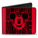 Bi-Fold Wallet - Mickey Mouse Smiling and Retro Text Red/Black Bi-Fold Wallets Disney   