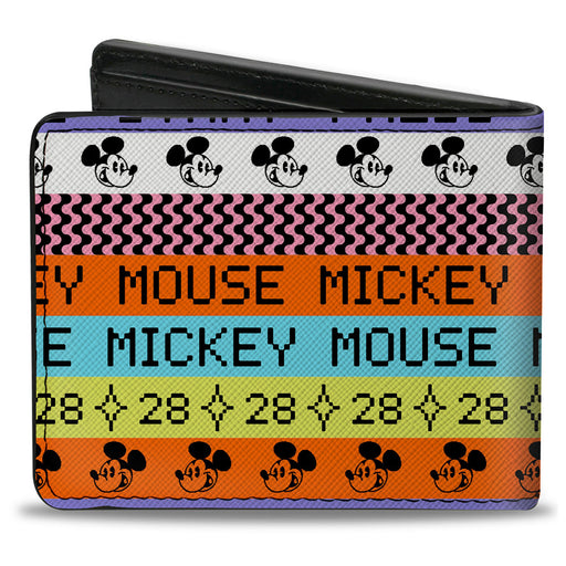 Bi-Fold Wallet - MICKEY MOUSE Digital 28 Stripe Multi Color/Black Bi-Fold Wallets Disney   