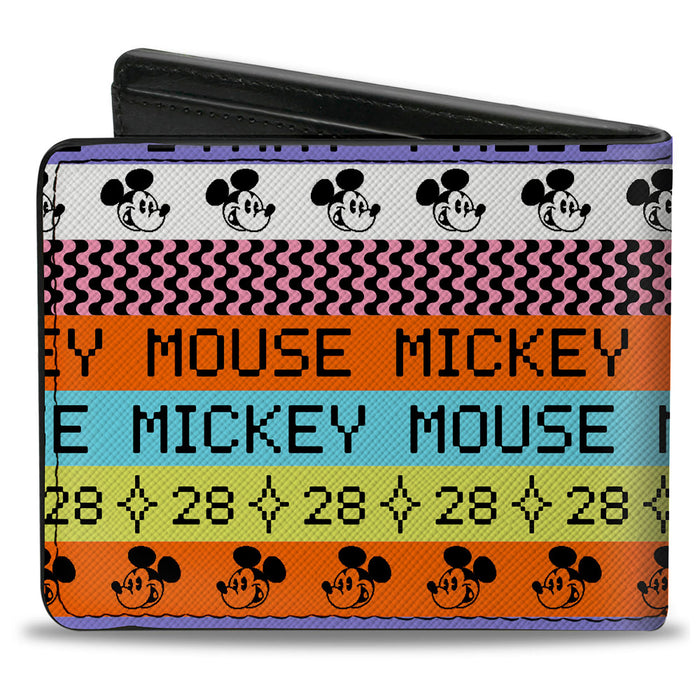 Bi-Fold Wallet - MICKEY MOUSE Digital 28 Stripe Multi Color/Black Bi-Fold Wallets Disney   