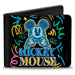 Bi-Fold Wallet - Mickey Mouse Expression and Thumbs Up Doodles Black/Multi Color Bi-Fold Wallets Disney   