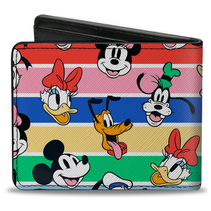Bi-Fold Wallet - Disney Sensational Six Expressions Scattered Stripe Multi Color/White Bi-Fold Wallets Disney   