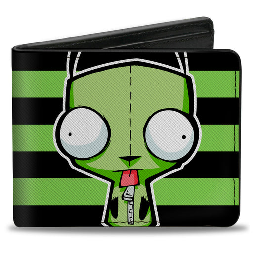 Bi-Fold Wallet - Invader Zim GIR Pose Stripe Green/Black Bi-Fold Wallets Nickelodeon   