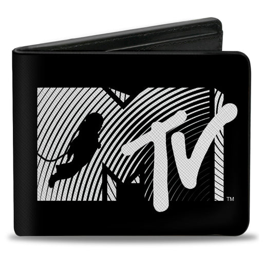 Bi-Fold Wallet - MTV Moon Man Logo Black/White Bi-Fold Wallets MTV   