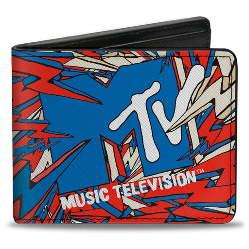 Bi-Fold Wallet - MTV Music Television Bolts Logo Blue/White/Red Bi-Fold Wallets MTV   