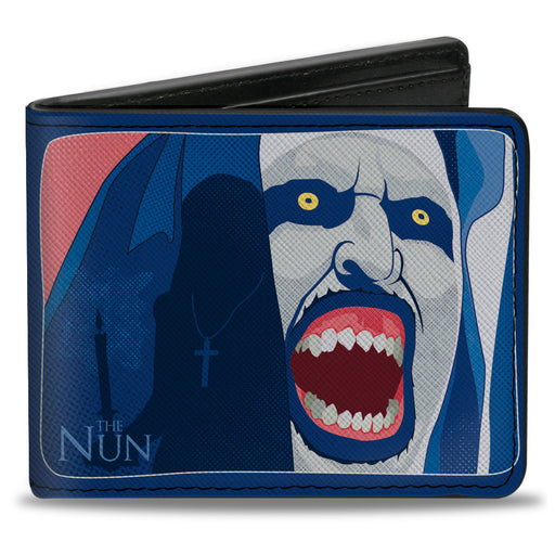 Bi-Fold Wallet - The Nun Screaming Nun Pose and Title Logo Blues Bi-Fold Wallets Warner Bros. Horror Movies   
