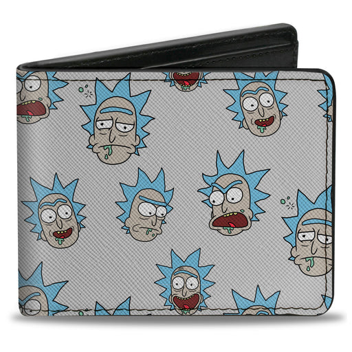 Bi-Fold Wallet - Rick and Morty Rick Expressions Scattered Gray Bi-Fold Wallets Rick and Morty   