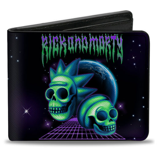 Bi-Fold Wallet - RICK AND MORTY Heavy Metal Skulls Black/Purple/Blue/Green Bi-Fold Wallets Rick and Morty   