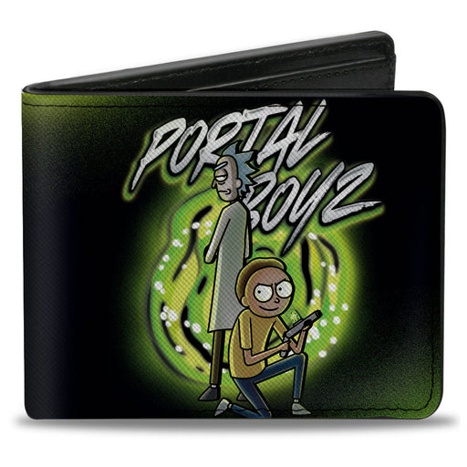 Bi-Fold Wallet - Rick and Morty PORTAL BOYZ Pose Black/Greens Bi-Fold Wallets Rick and Morty   