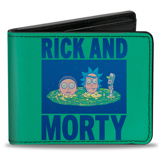 Bi-Fold Wallet - RICK AND MORTY Floating Portal Pose Turquoise/Blue Bi-Fold Wallets Rick and Morty   