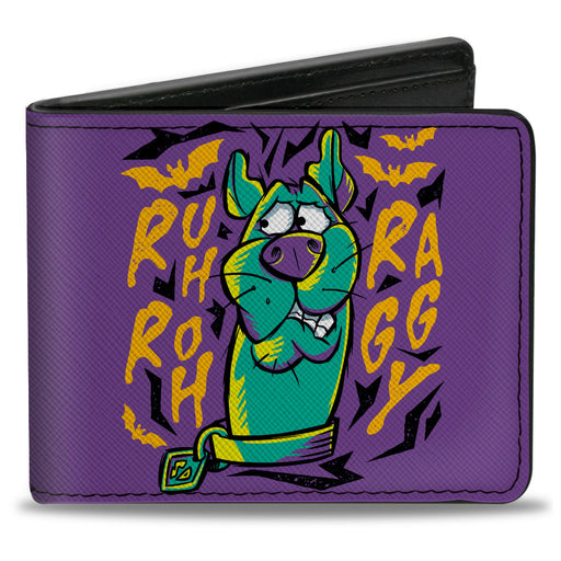 Bi-Fold Wallet - Scooby Doo Scared Pose RUH ROH RAGGY Purple/Yellow Bi-Fold Wallets Scooby Doo   