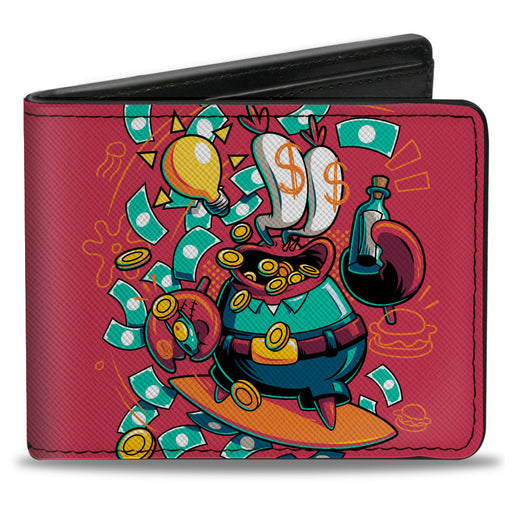 Bi-Fold Wallet - SpongeBob Mr. Krabs Dollar Sign Pose Pink Bi-Fold Wallets Nickelodeon   