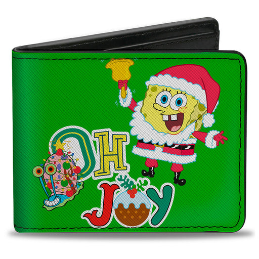 Bi-Fold Wallet - SpongeBob SquarePants and Gary OH JOY Holiday Christmas Pose Green Bi-Fold Wallets Nickelodeon   