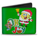 Bi-Fold Wallet - SpongeBob SquarePants and Gary OH JOY Holiday Christmas Pose Green Bi-Fold Wallets Nickelodeon   