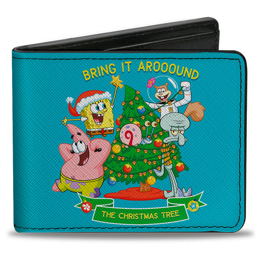 Bi-Fold Wallet - SpongeBob SquarePants THE CHRISTMAS TREE Group Pose Blue Bi-Fold Wallets Nickelodeon   