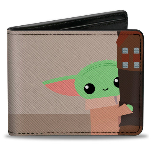 Bi-Fold Wallet - Star Wars The Mandalorian with The Child Hiding Pose Browns Bi-Fold Wallets Star Wars   