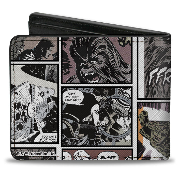 Bi-Fold Wallet - Star Wars Chewbacca Pose and Comic Scene Blocks White/Black/Grays/Browns Bi-Fold Wallets Star Wars   