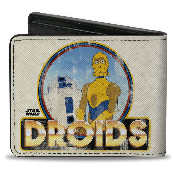 Bi-Fold Wallet - Star Wars R2-D2 and C3-PO DROIDS Pose Weathered Cream Bi-Fold Wallets Star Wars   