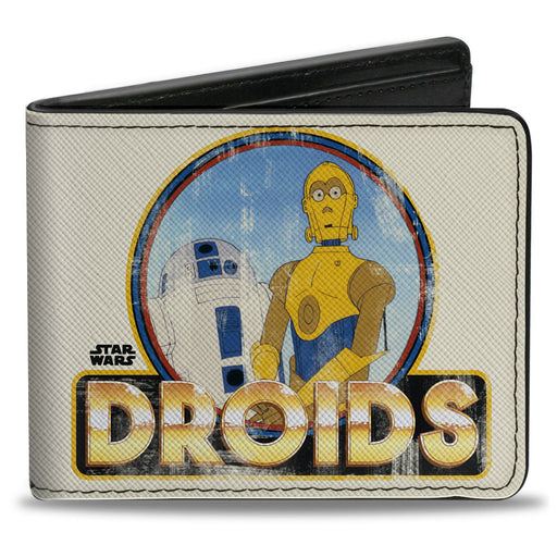 Bi-Fold Wallet - Star Wars R2-D2 and C3-PO DROIDS Pose Weathered Cream Bi-Fold Wallets Star Wars   