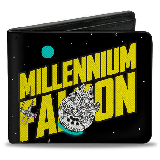 Bi-Fold Wallet - Star Wars MILLENIUM FALCON Text Black/Yellow Bi-Fold Wallets Star Wars   