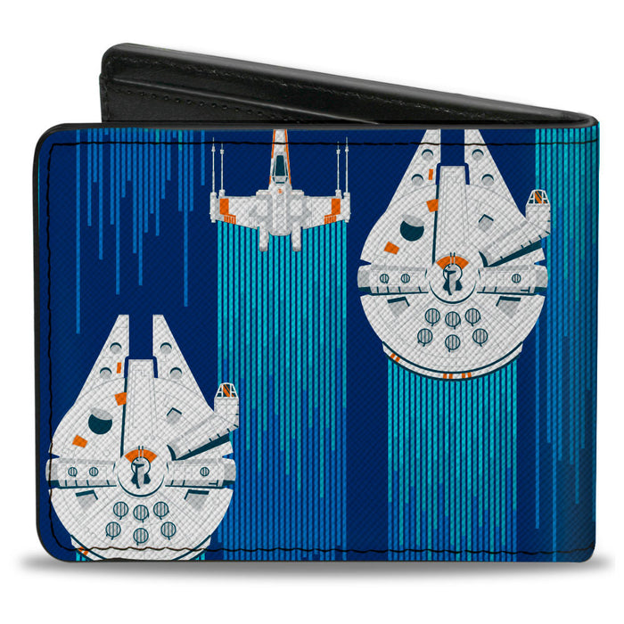 Bi-Fold Wallet - Star Wars Millenim Falcon and X-Wing Starfighter Flight Blues Bi-Fold Wallets Star Wars   