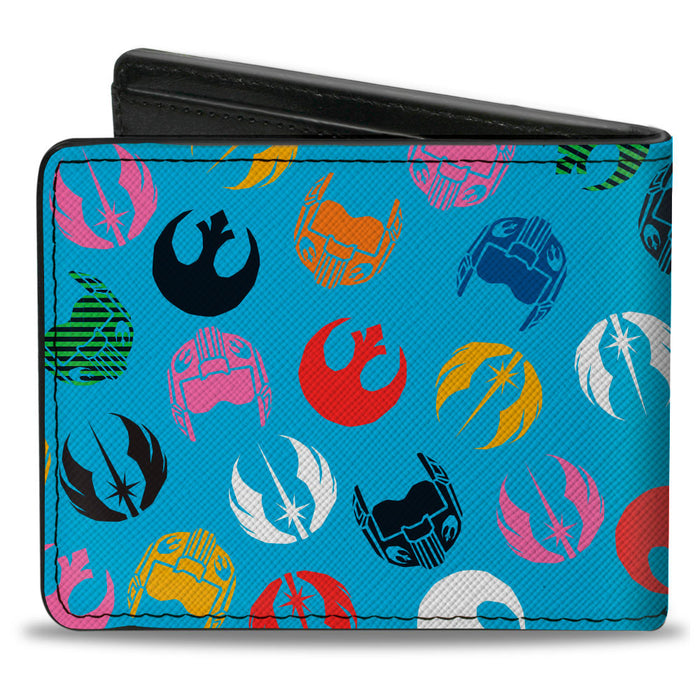 Bi-Fold Wallet - Star Wars Jedi Order and Rebel Alliance Icons Scattered Blue/Multi Color Bi-Fold Wallets Star Wars   