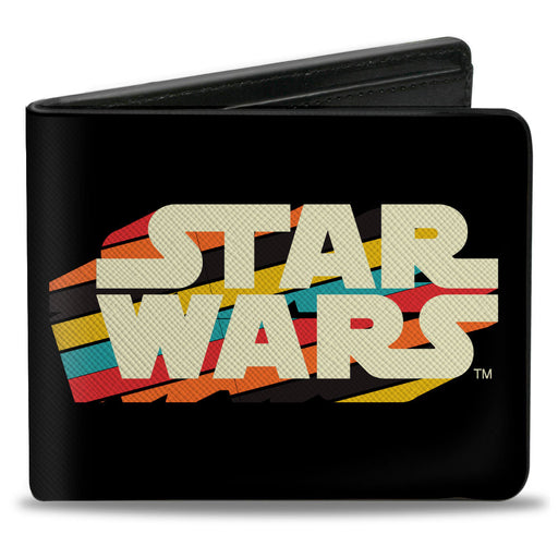 Bi-Fold Wallet - STAR WARS Logo and X-Wing Starfighter Stripe Black/Multi Color Bi-Fold Wallets Star Wars   