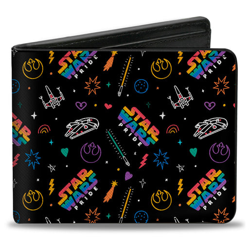 Bi-Fold Wallet - STAR WARS PRIDE Logo and Icons Collage Black/Rainbow Bi-Fold Wallets Star Wars   
