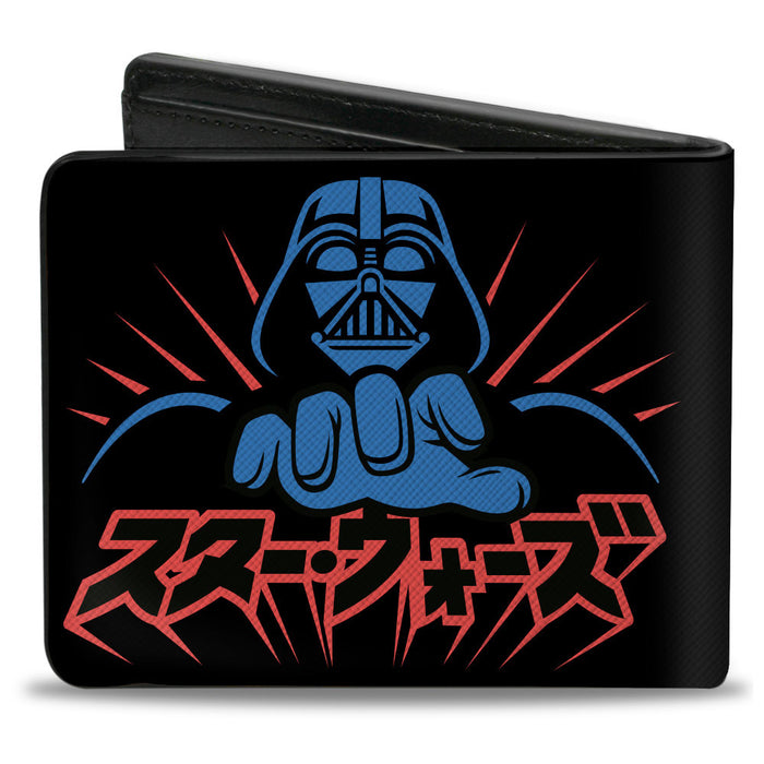 Bi-Fold Wallet - STAR WARS Japanese Characters Darth Vader Force Pose Black/Blue/Red Bi-Fold Wallets Star Wars   