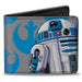 Bi-Fold Wallet - Star Wars R2-D2 Pose and Rebel Alliance Insignia Gray/Blue Bi-Fold Wallets Star Wars   