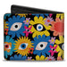 Bi-Fold Wallet - Funky Eye Flowers Black/Multi Color Bi-Fold Wallets Buckle-Down   