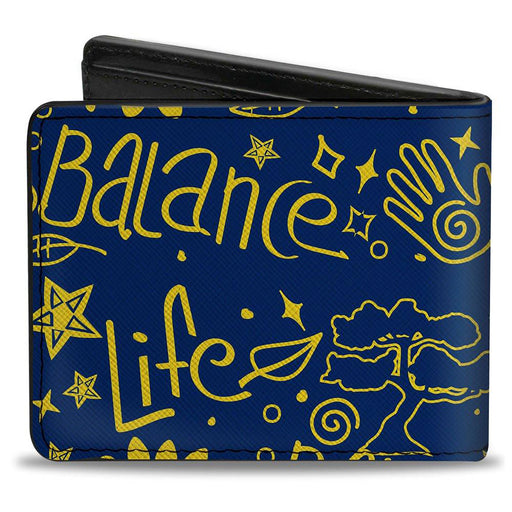 Bi-Fold Wallet - HARMONY BALANCE LIFE Icons Collage Blue/Yellow Bi-Fold Wallets Buckle-Down   