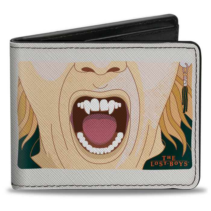 Bi-Fold Wallet - The Lost Boys David Fangs Character Close-Up and Title Logo White/Red Bi-Fold Wallets Warner Bros. Horror Movies   
