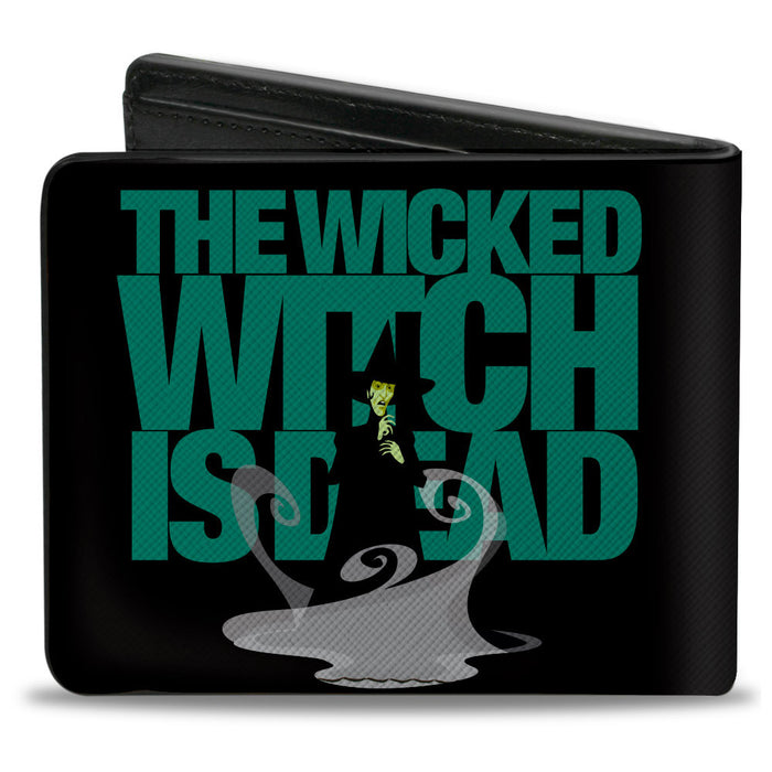 Bi-Fold Wallet - The Wizard of Oz THE WICKED WITCH IS DEAD Quote Black/Green/Grays Bi-Fold Wallets Warner Bros. Movies   