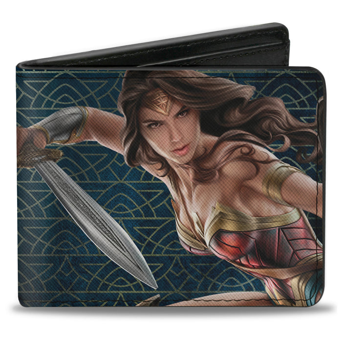 Bi-Fold Wallet - Wonder Woman 2017 Sword Action Pose + Icon Blue/Gold/Red Bi-Fold Wallets DC Comics   