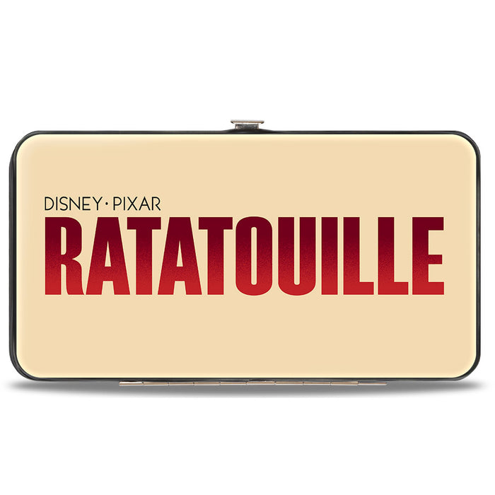 Hinged Wallet - Ratatouille Remy BON APPETIT Hiding Pose + Text Logo Beige Reds Hinged Wallets Disney   