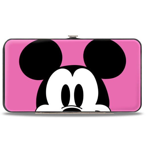 Hinged Wallet - Mickey Mouse Face Character Close-Up + Autograph Pink/Black Hinged Wallets Disney   