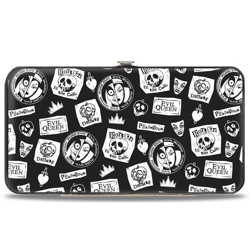 Hinged Wallet - Snow White's Evil Queen Icons Collage Black/White Hinged Wallets Disney   