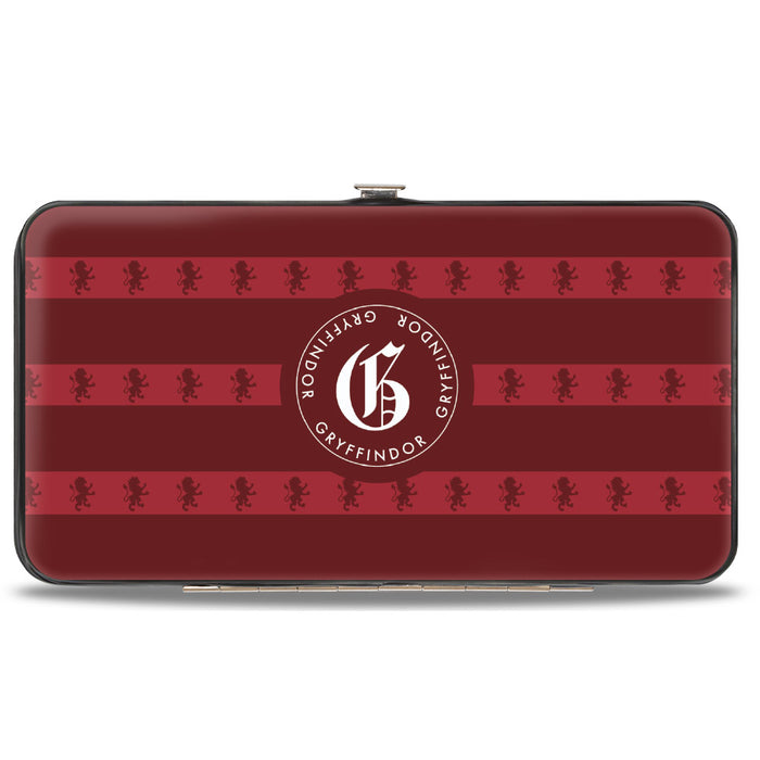 Hinged Wallet - HOGWARTS ALUMNI GRYFFINDOR + Initial Monogram/Lion Icon Stripe Burgundy Reds/Golds/White Hinged Wallets The Wizarding World of Harry Potter   