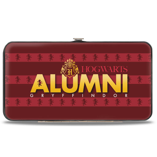 Hinged Wallet - HOGWARTS ALUMNI GRYFFINDOR + Initial Monogram/Lion Icon Stripe Burgundy Reds/Golds/White Hinged Wallets The Wizarding World of Harry Potter   
