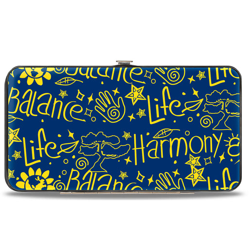 Hinged Wallet - HARMONY BALANCE LIFE Icons Collage Blue/Yellow Hinged Wallets Buckle-Down   