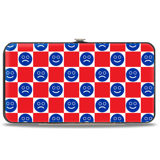 Hinged Wallet - Smiley Sad Face Checker Red/White/Blue Hinged Wallets Buckle-Down   