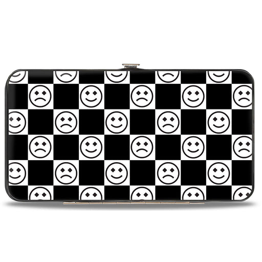 Hinged Wallet - Smiley Sad Face Checker Black/White Hinged Wallets Buckle-Down   