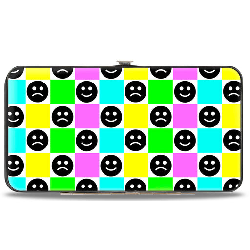 Hinged Wallet - Smiley Sad Face Checker Multi Color/White Hinged Wallets Buckle-Down   