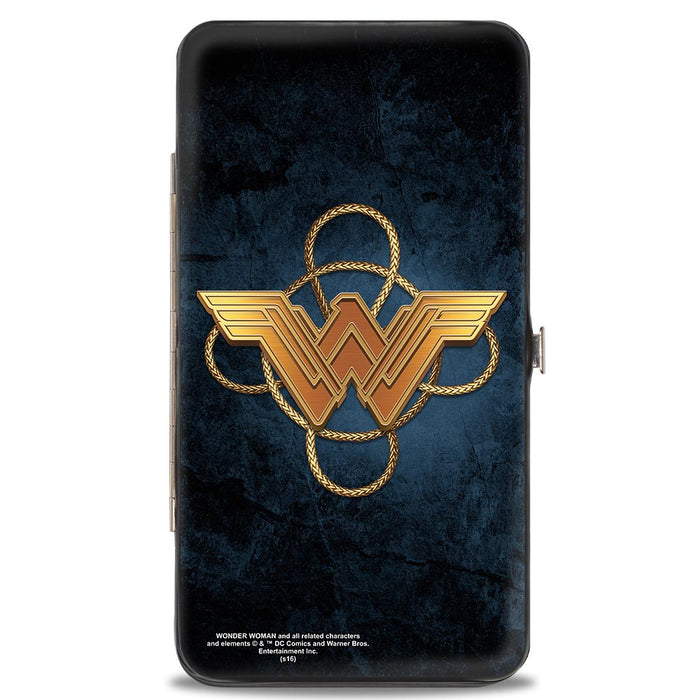Hinged Wallet - Wonder Woman 2017 Standing Swords Pose + Icon/Lasso of Truth Blues/Golds Hinged Wallets DC Comics   