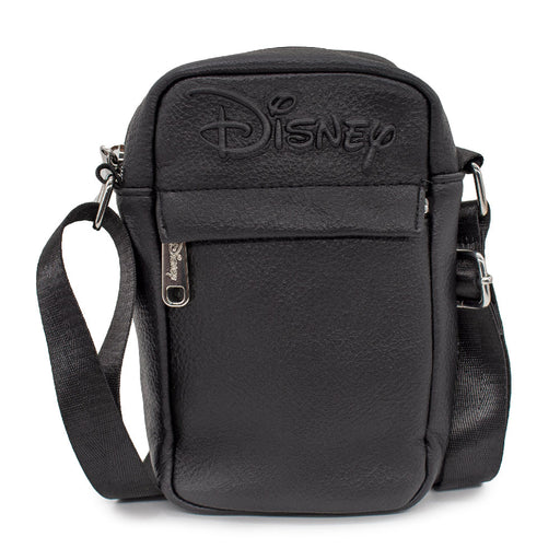Women's Crossbody Wallet - DISNEY Signature Text Logo Embossed Black Crossbody Bags Disney   