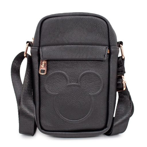 Women's Crossbody Wallet - Mickey Mouse Head Embossed PU Black Crossbody Bags Disney   
