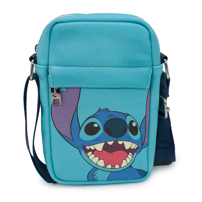 Women's Crossbody Wallet - Lilo & Stitch Stitch Smiling Face Blue Crossbody Bags Disney   