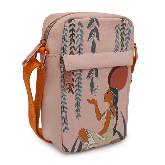 Women's Crossbody Wallet - Pocahontas and Flit Willow Tree Pose Pinks Crossbody Bags Disney   
