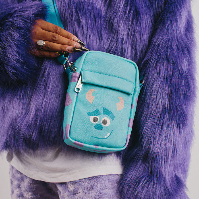 Women's Crossbody Wallet - Monsters Sulley Smiling Face and Spots Blue Purple Crossbody Bags Disney   