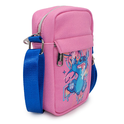 Women's Crossbody Wallet - Lilo & Stitch Stitch Sliding in Space Pose Pinks Blues Crossbody Bags Disney   